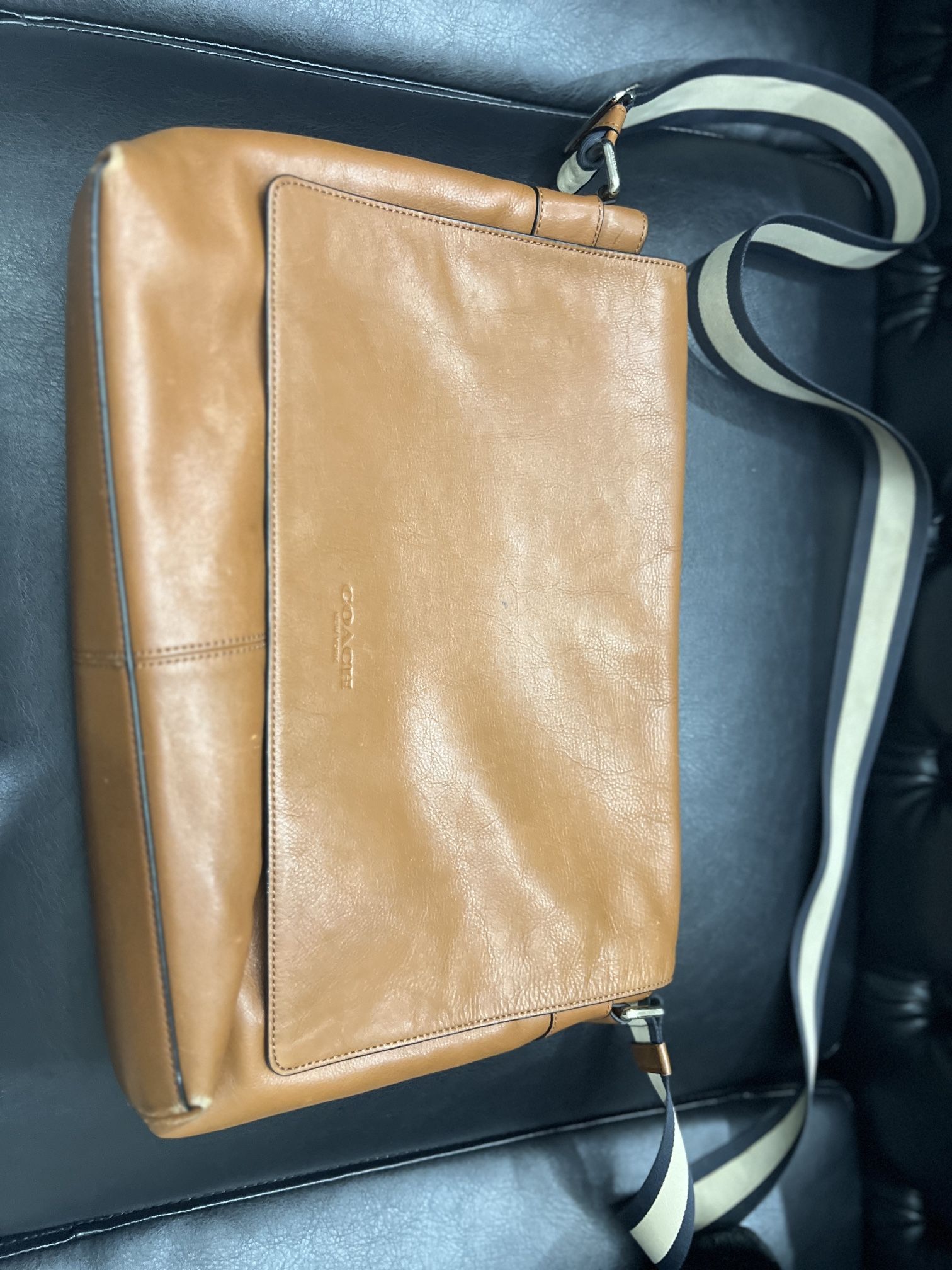 Coach Leather Messenger Bag in Tan