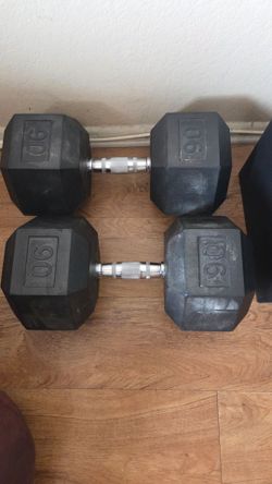 90 lb Rubber Dumbbells ( Pair)