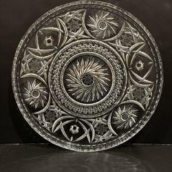 VTG Bohemia (Czech) Crystal Footed Platter Pinwheel/Star