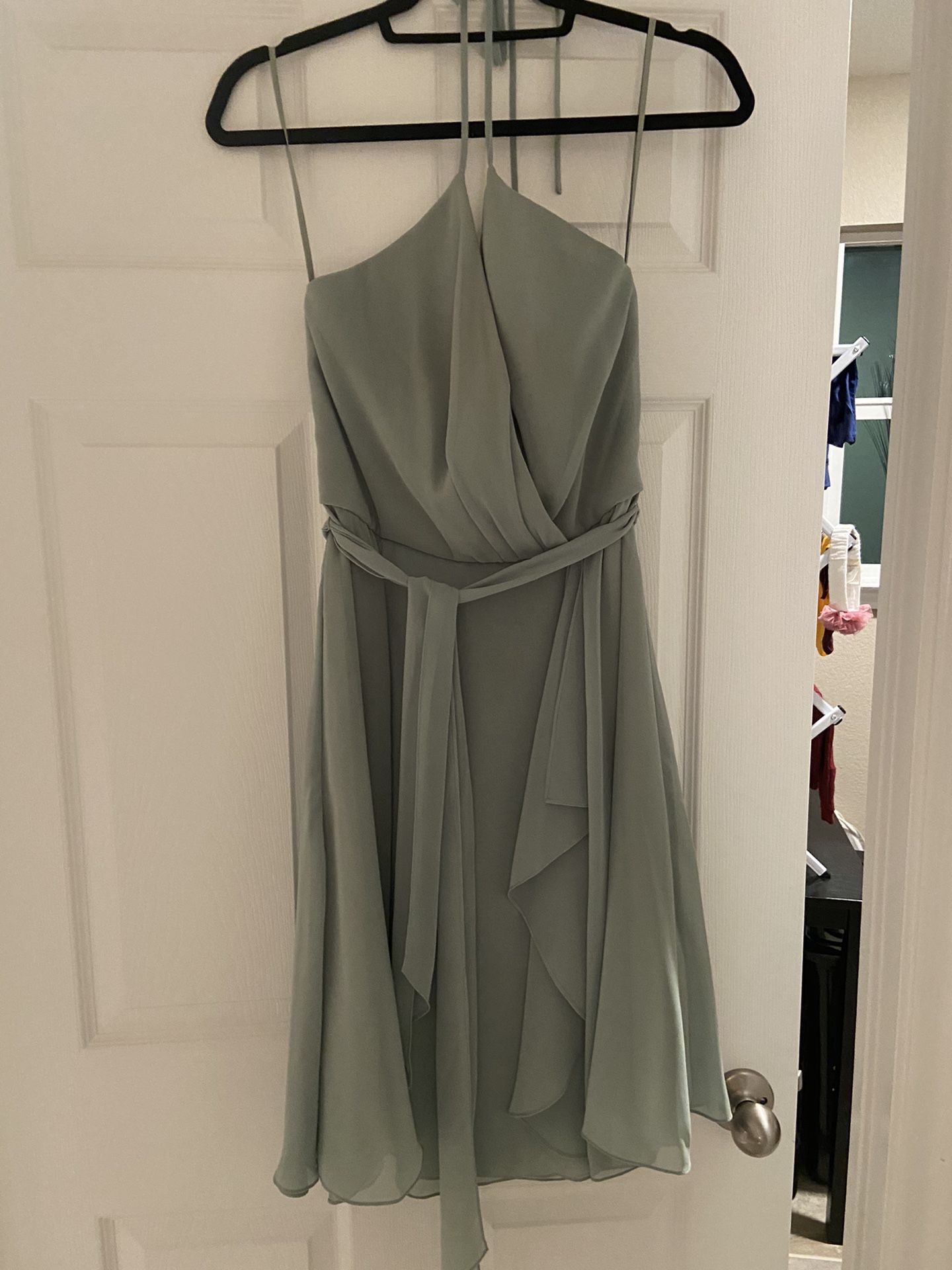 Sage green cocktail dress