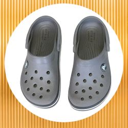 Crocs Pewter Gray, White, Black Slip-on Shoes Clogs Child Size 12