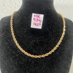 For Wedding 10K Yellow Gold Rope Chain 5.2Gr 16.5 Inches Long