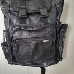 Genuine Leather Backpack Black 