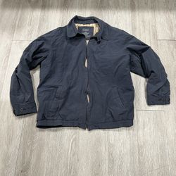 LL Bean Full Zip Bomber Harrington Golf Jacket Mens Large Navy Blue  90s Preppy 