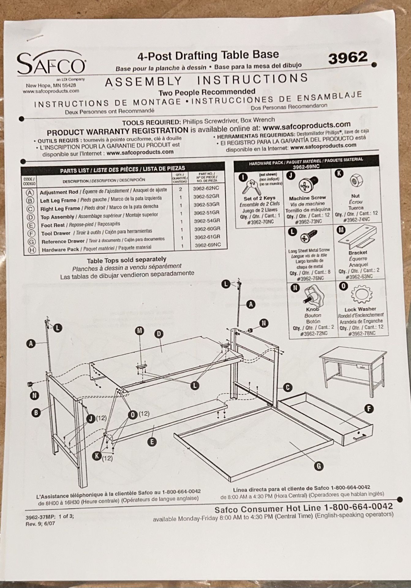 4-Post Drafting table