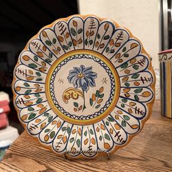 VTG Talevera Tlavera Moverma Spain Pottery Floral Handpainted Wall Hanging Plate