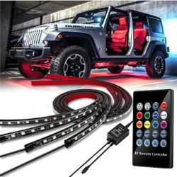 thumbnail image 2 of 4-Piece RGB LED Underglow Kit – Multicolor Neon Tube Lights For Cars & Trucks – 12-24V 2 of 6