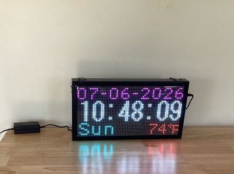 New- LED Electric Open/Closed Sign with Calendar, Temperature Display - Remote- 9 x 16.5 Inches tall