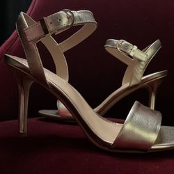 Ralph Lauren Sz 9.5 Gold Kidskin Leather Heels