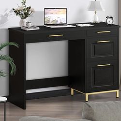 Black and Gold 4 Drawer Desk