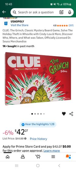 Unopened Grinch Clue Game