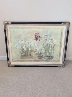 Large BLUM Asian floral framed print