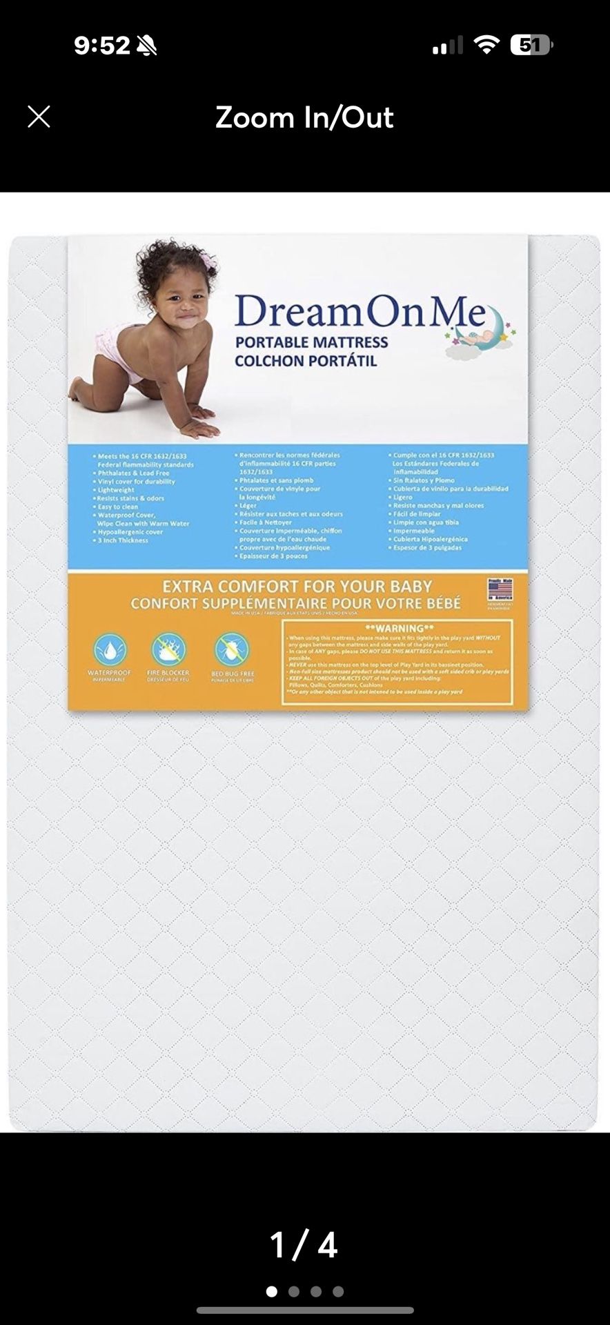Sunset 3” Extra Firm Fiber Portable Crib Mattress I Waterproof I Green Guard Gold Certified I 10 Years Manufacture Warranty I Vinyl Cover I Made In Th