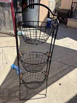 3-Tier Black Wire Basket Stand