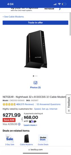 NETGEAR - Nighthawk 32 x 8 DOCSIS 3.1 Cable Modem