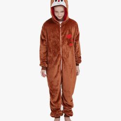 Deer Costume for Girls Boys One Piece Pajamas Cosplay Plush Soft Halloween Sleepwear