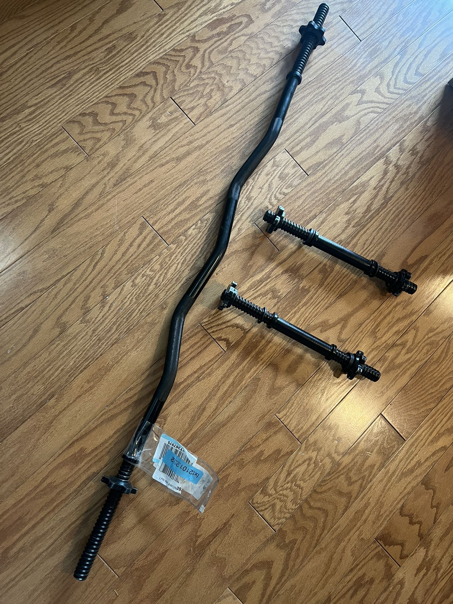 Curl bar and dumbbells handle for 1 inch plates, new never used