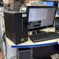 Hp Desktop With Monitor, Keyboard, And Mouse. 