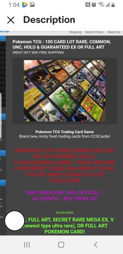 Pokemon TCG : 100 Card LOT Rare, COM/UNC, Holo & Guaranteed EX, MEGA OR  Full Art