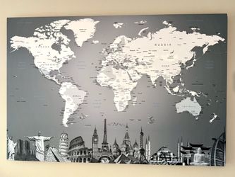 Canvas World Map With Landmarks
