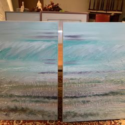Two Panel Textured Painting Beach