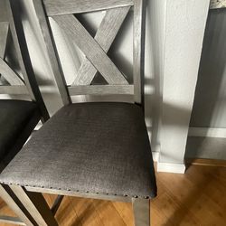 Gray wood barstool chairs