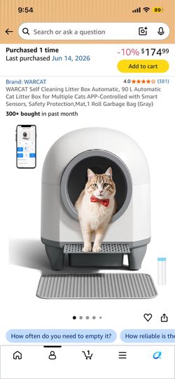 Self Cleaning, Automatic Litter Box for Multiple or Single Cats. WiFi ready for programmable and care free cleaning