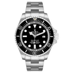 *2016 Men's Rolex 44mm Sea-Dweller Stainless Steel Oyster Perpetual Watch with Black Dial and Black Bezel. (Pre-Owned Box/Card 116660)