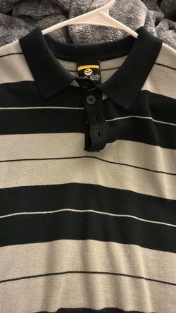 Black and Gray Striped Polo Shirt
