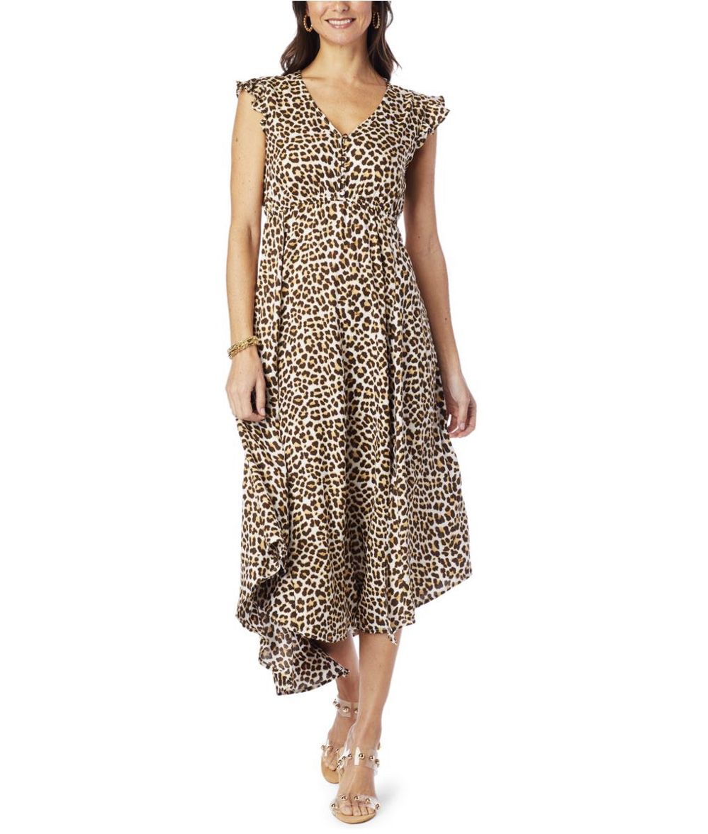 NWT Jessica Simpson Gabbie High-Low Flutter Sleeve Cheetah Dress Size Medium NEW