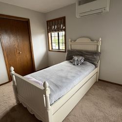 Off White Twin Bed with Storage 