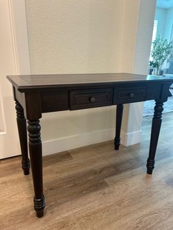 Dark Wood Console Table with Two Drawers
