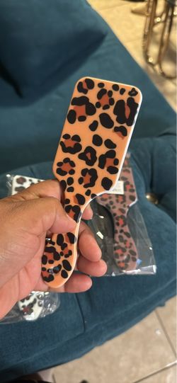 Hair brushes combs, cheetah print