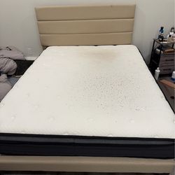 Bed and mattress and nightstand