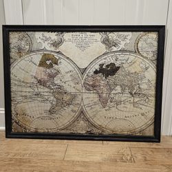 Beautiful Glass Etched Globe Art, Heavier Piece.  33.5 X 24