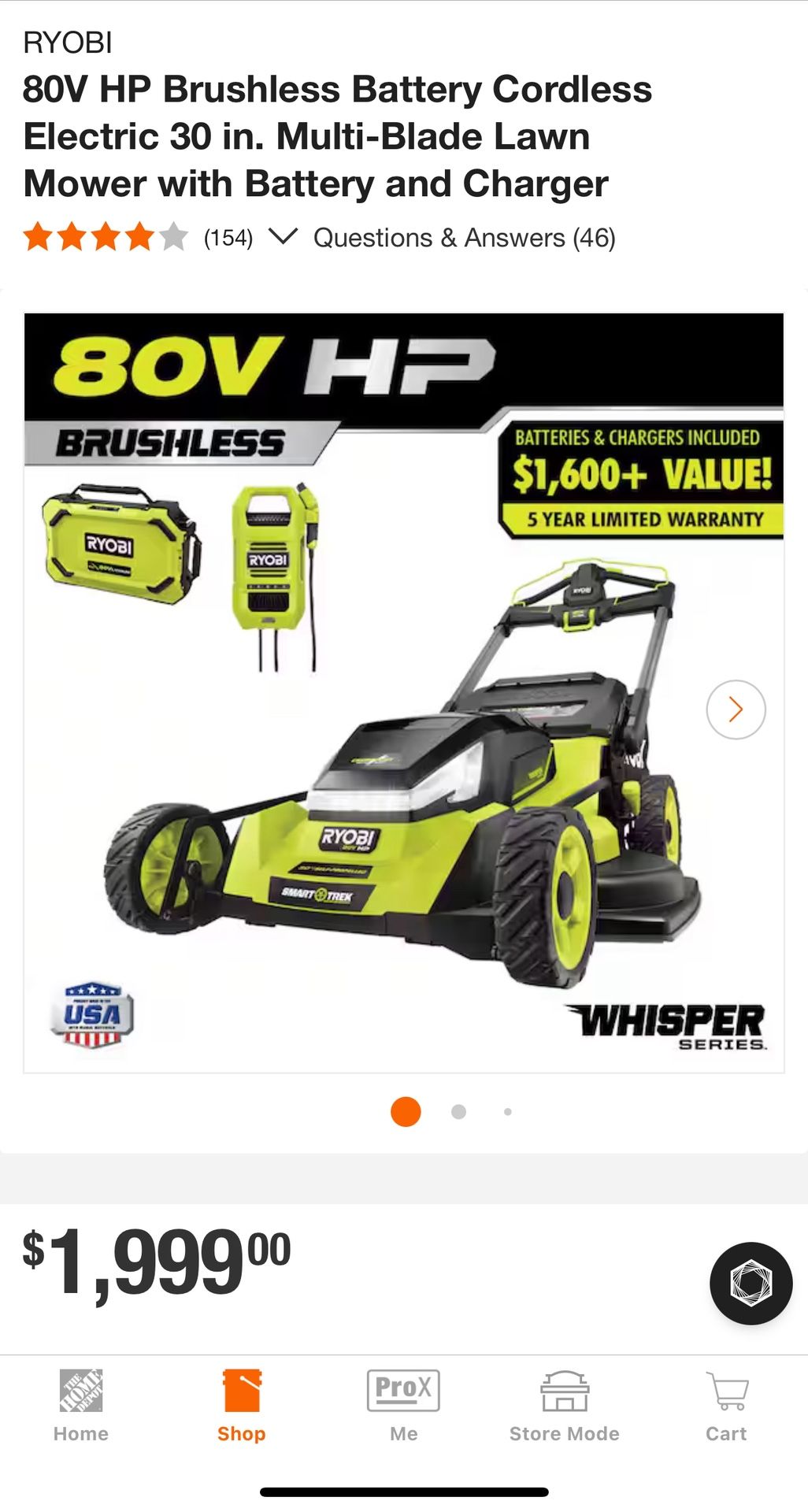 Ryobi 80v 30 Inch Electric Mower