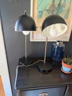 Set of 2 Black Dome Table Lamps