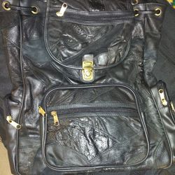 SOFT LEATHER BLACK BACKPACK NEW