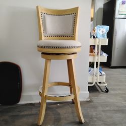Wooden Chair Stool With Stud Accents