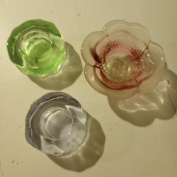 Set of 3 Decorative Glass Votive Holders