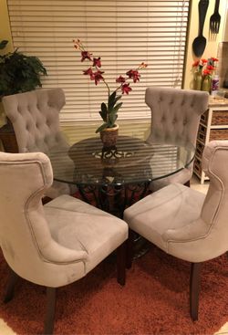 Table and four chairs