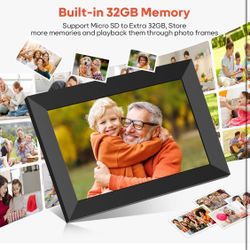 Frameo 10.1 Inch WiFi Digital Picture Frame, 1280x800 HD IPS Touch Screen Photo Frame Electronic, 32GB Memory, Auto-Rotate, Wall Mountable, Share Phot