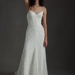 Anthropologie Ivory Gorgeous Lace Wedding Dress, Size 12