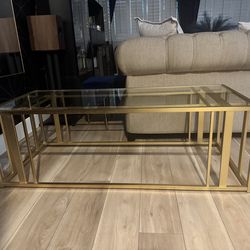 Gold glass coffee table