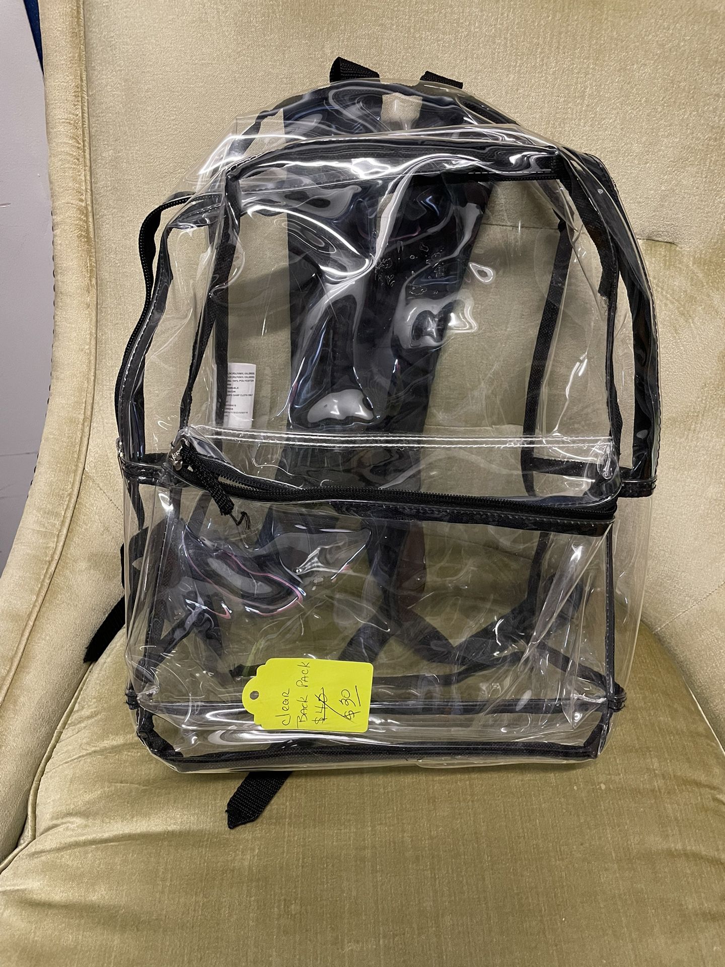 Backpack School, Clear, different compartments, excellent condition