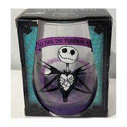 Disney The Nightmare Before Christmas All Hail Pumpkin King Glitter Teardrop Stemless Wine Cup