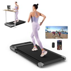 Walking Pad, Smart Under Desk Treadmill for Home Office, No-Assembly Treadmills with APP and Remote Control, LED Display, 2.5 HP Quiet Walking