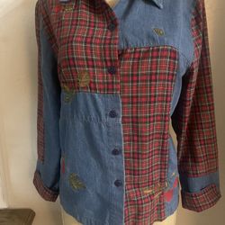 Allison Daley   | Embroidered Denim Shirt Cottages size  14 