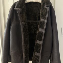 VERONYA PECARI COLLECTION VINTAGE MENS BROWN SHEARLING JACKET COAT