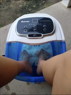 Foot Spa, Foot Spa Bath Massager with Heat, Adjustable Water Shower, Motorized Shiatsu Massage Balls, 2 Maize Rollers, Time & Temper Control, 